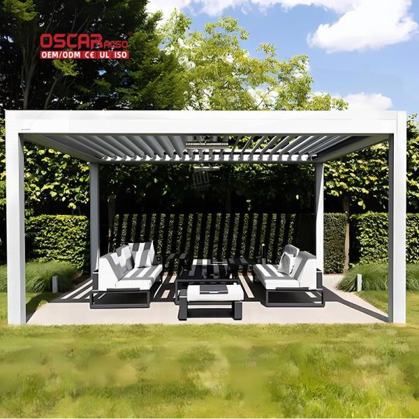 Waterproof Aluminum Bioclimatic Structure Outdoor Garden Retreats Patio Lounging Yard Gatherings Retractable Pergola
