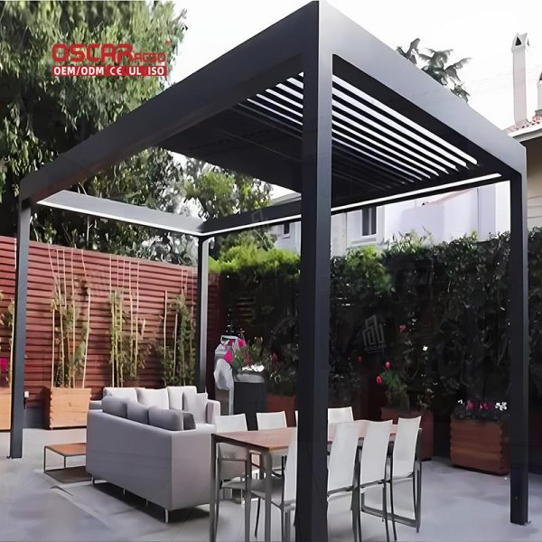 3X3 3X4 4X4 6X4M Factory Wholesale Modern Outdoor Bioclimatic Aluminium Louvered Pergola Motorized Screen Retractable Pergola