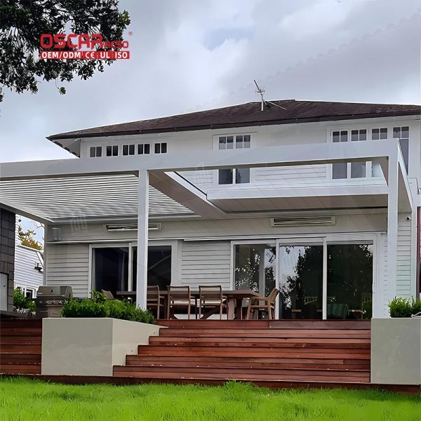 2024 Newest Electric Waterproof Louvered Aluminum Pergola Pavilion Garden Patio Backyard Retractable Pergola