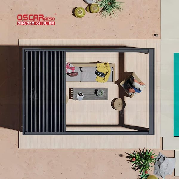 Balcony Pergola Bioclimatic Gazebo Pool Shading and Ventilation Adjustable Stylish Patio Garden Backyard Retractable Pergola