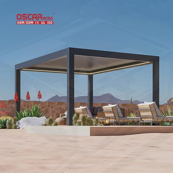 3X4 4X4 6X4 5X4 Modern Customizable Aluminum Pergola with Retractable Louvered Roof Garden Patio Backyard Retractable Pergola
