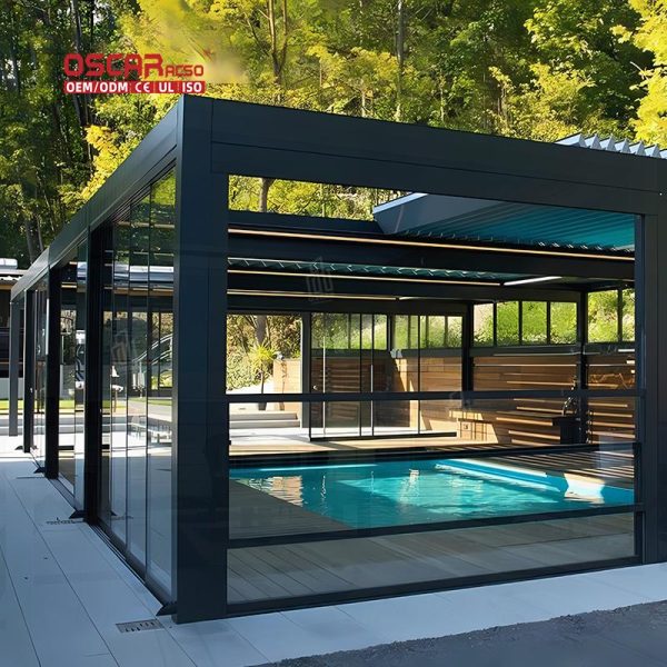 Rainproof Bioclimatic Aluminum Louver Pergola Patio Garden Outdoor Ideal Relaxing Entertaining Retractable Pergola