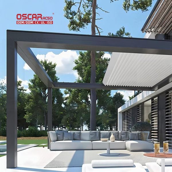 3X4 4X4 6X4 5X4 Modern Customizable Aluminum Pergola with Retractable Louvered Roof Garden Patio Backyard Retractable Pergola