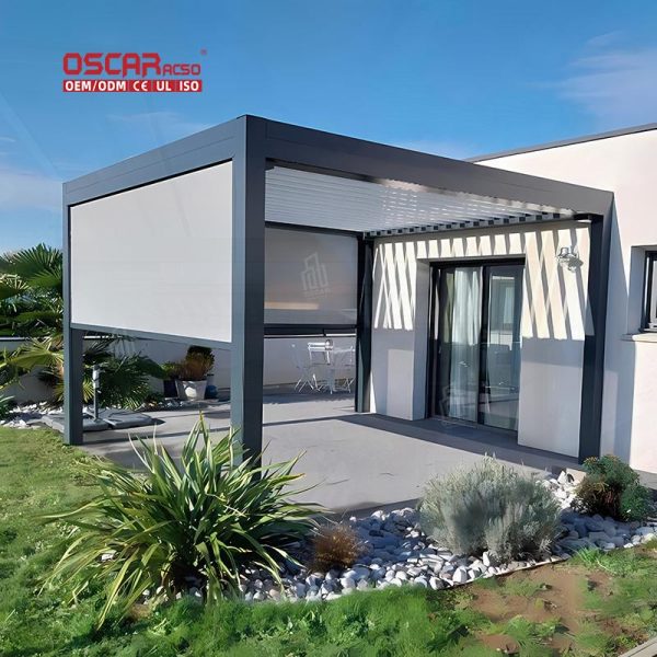 4X3M Outdoor Adjustable Louvered Metal Structure Backyard Party Garden Gathering Retractable Pergola