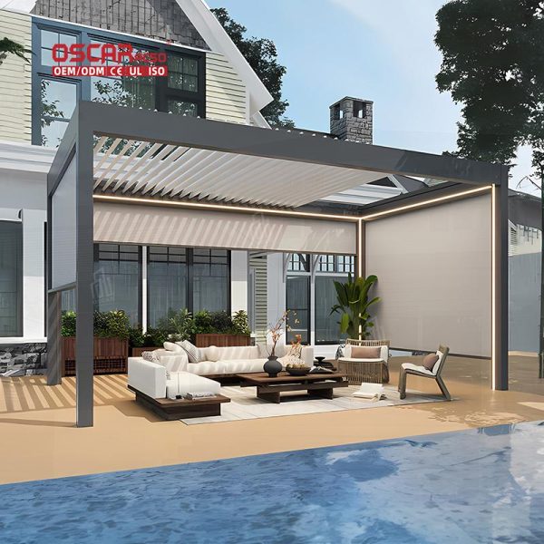 3X4M Remote - Controlled Waterproof Sun Shade Garden Patio Balcony Outdoor Shelter Canopy Retractable Pergola