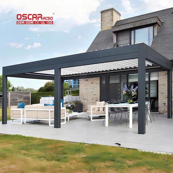 3X4 Aluminium Waterproof Motorized Outdoor Patio Garden Backyard Pergola Modern Structure Retractable Pergola