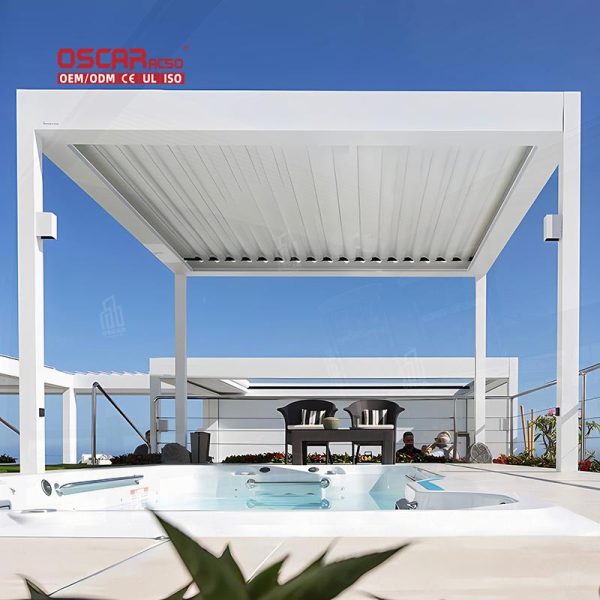 3X3M Extruded Aluminum Alloy Motorized Rain - Proof Outdoor Patio Terrace Garden Metal Shade Structure Retractable Pergola