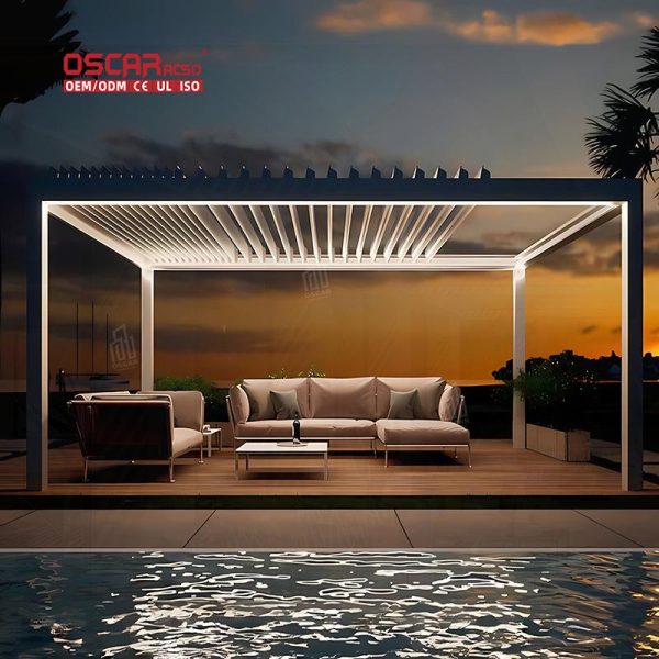 3X3 Bioclimatic Automatic Aluminium Pergola Roof System Garden Patio Yard Retractable Pergola