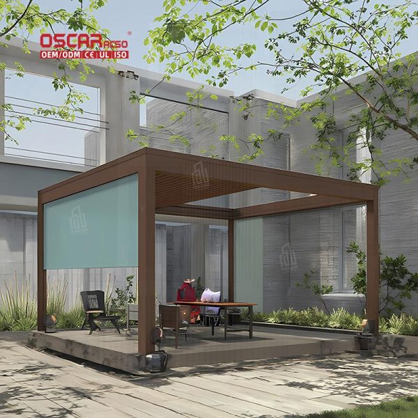 12X16 Motorized Bioclimatic Pergola Roof Cover Garden Patio Backyard Retractable Pergola