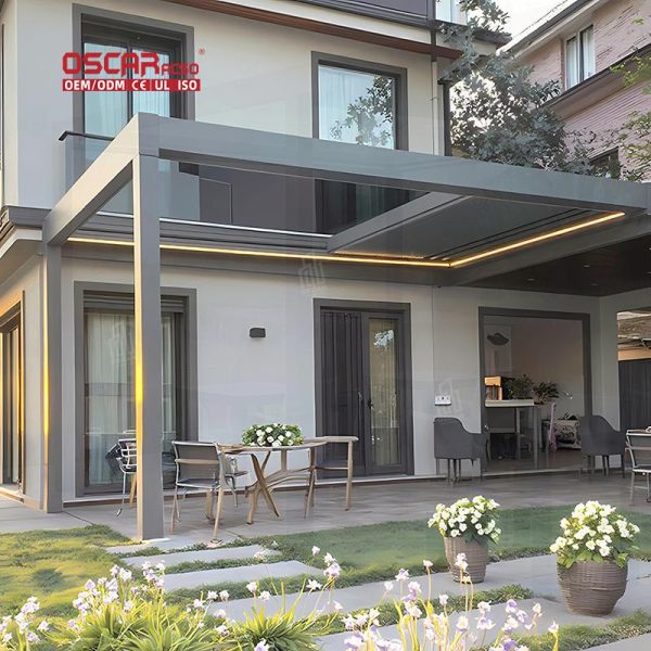 12X20 Motorized Customized Waterproof Outdoor Electric Louvered Roof Backyard Patio Garden Retractable Pergola