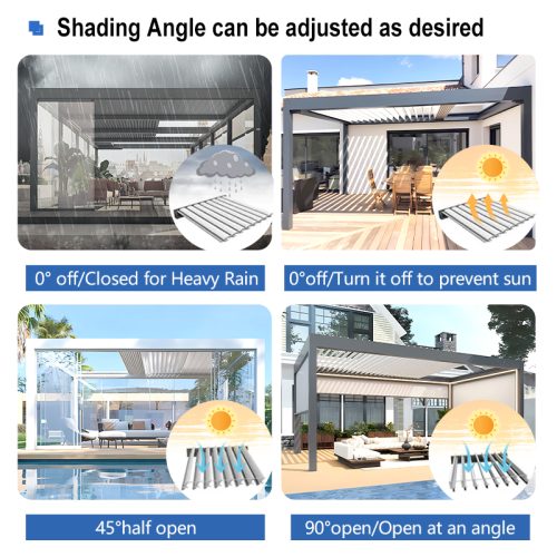3X4 Luxury Outdoor Aluminum Gazebo Pergola Motorised Patio Roof with Louvers Garden Backyard Terrace Retractable Pergola