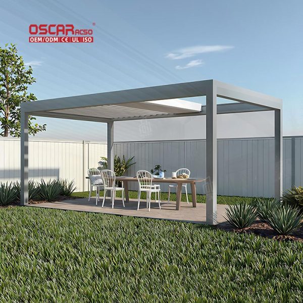 Bioclimatic Aluminium Louver Modern Electric Pergola with Lighting Patio Garden Balcony Outdoor installation Retractable Pergola Bioclimatic Aluminium Louver Modern Electric Pergola with Lighting Patio Garden Balcony Outdoor installation Retractable Pergola
