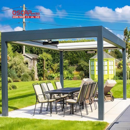 Customizable Electric Bioclimatic Louvered Outdoor Cover with Zip Screen Backyard Patio Garden Retractable Pergola