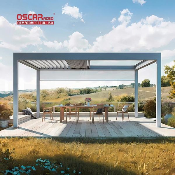 12X16 Adjustable Shading Waterproof Outdoor Patio Garden Backyard Pergola Roof Cover Retractable Pergola