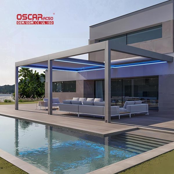 3X4 5X3 3X6 Electric Remote - Controlled Motorized Sliding Curtains Canopy Sunshade Roof Patio Terraces Retractable Pergola