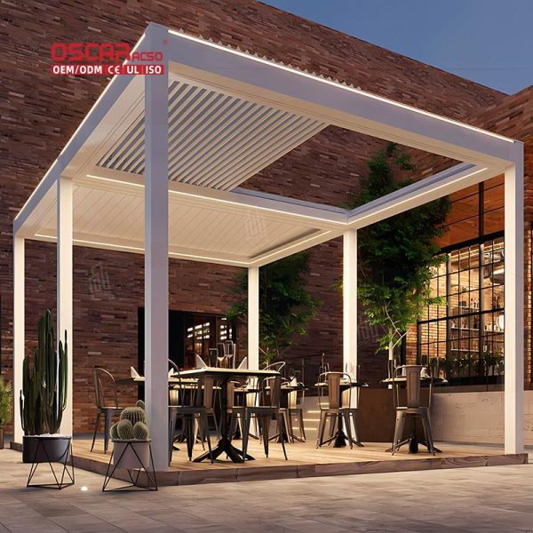 Modern Aluminium Louvered Waterproof Smart Luxury Pergola Gazebo Pavilion Backyard Outdoor Kitchen Retractable Pergola