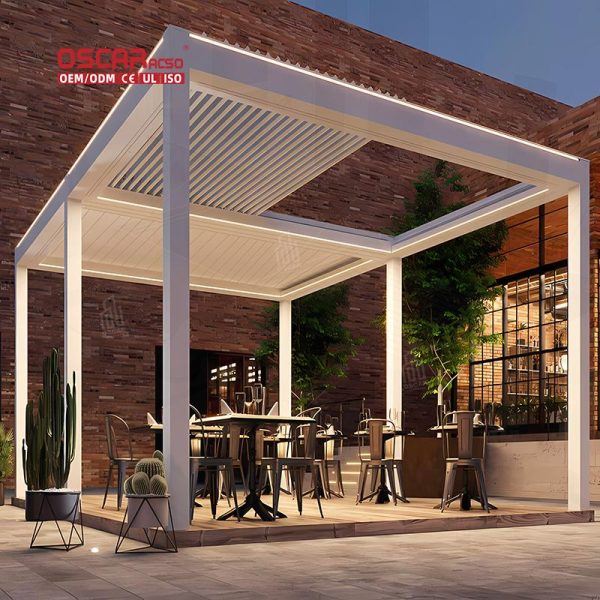3X3M 3X4M Motorized Louver Aluminum Bioclimatic Pergola Patio Metal Pavilion Backyard Garden Terrace Retractable Pergola