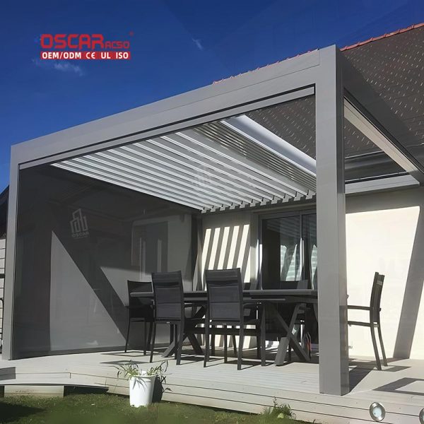 Wholesale Motorized Metal Side Screen Aluminium Gazebo and Pergola Outdoor Backyard Terrace Retractable Pergola