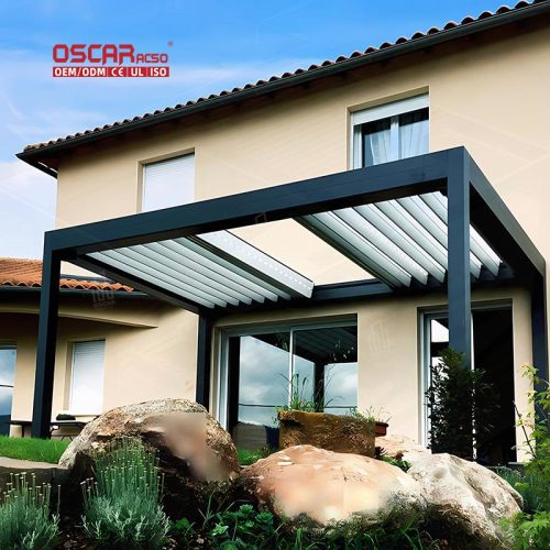 Automatic Free Standing Louvered Aluminium Cover Garden Patio and Deck Retractable Pergola