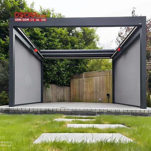 Aluminium Louvered Roof Motorized Outdoor Shading Structure Garden Shelter Poolside Patio Backyard Retractable Pergola