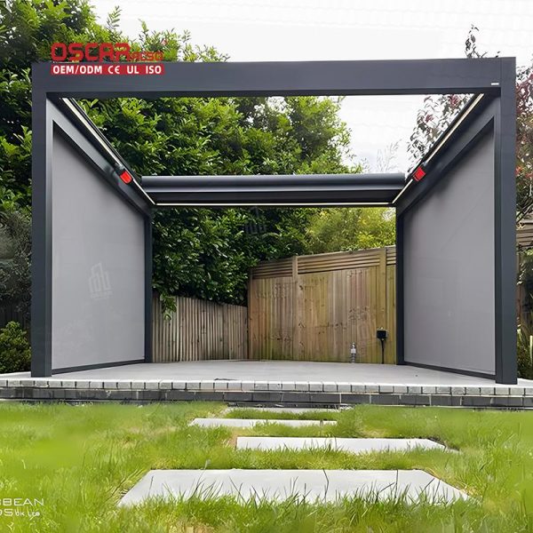 Aluminium Louver Roof Elegant Sturdy Outdoor Garden Patio Poolside with Metal Gazebo Pergola Feature Retractable Pergola Aluminium Louver Roof Elegant Sturdy Outdoor Garden Patio Poolside with Metal Gazebo Pergola Feature Retractable Pergola