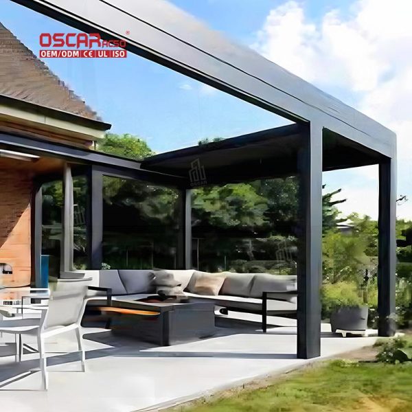 Customized Size Waterproof Bioclimatic Gazebo Aluminum Pergola Louver Roof with Heater Garden Patio Backyard Retractable Pergola