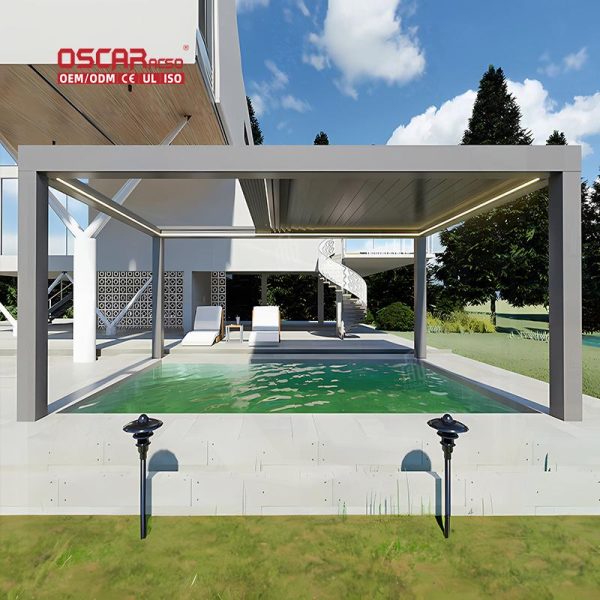 4X4 Customizable Adjustable Waterproof Louvered Patio Roof Outdoor Garden Shade Structure Retractable Pergola