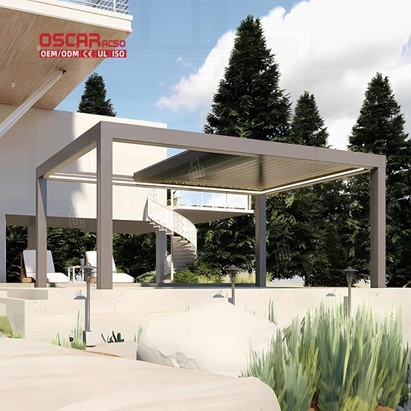 16X22 Louvered Pergola Garden Patio Backyard Outdoor Shading and Ventilating Elegant Stylish Structure Retractable Pergola