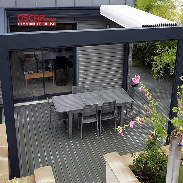 Adjustable Waterproof Motorized Aluminium Louvered Roof with Screen Patio Garden Balcony in Europe Retractable Pergola