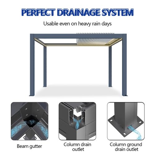 Customizable Electric Bioclimatic Louvered Outdoor Cover with Zip Screen Backyard Patio Garden Retractable Pergola