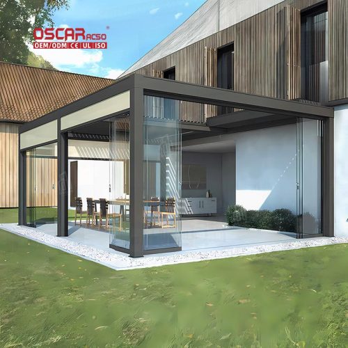 Automatic Free Standing Louvered Aluminium Cover Garden Patio and Deck Retractable Pergola