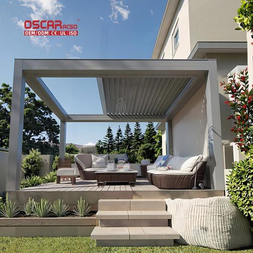 Waterproof Aluminum Outdoor Patio Cover Garden Gazebo and Pergola Ideal Backyard Poolside and Picnic Area Retractable Pergola